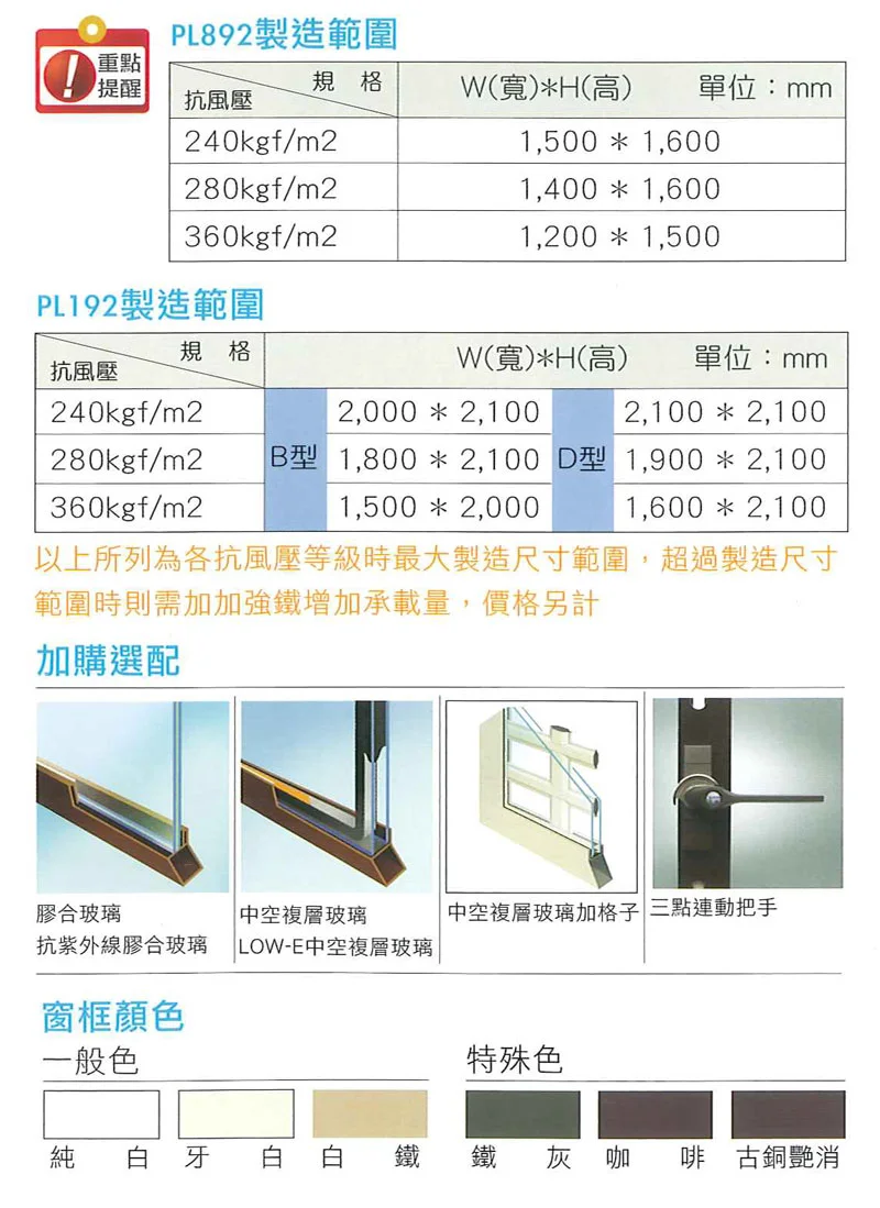 棋凱鋼鋁-正新隔音窗-PL-192/892加壓連動氣密橫拉窗
