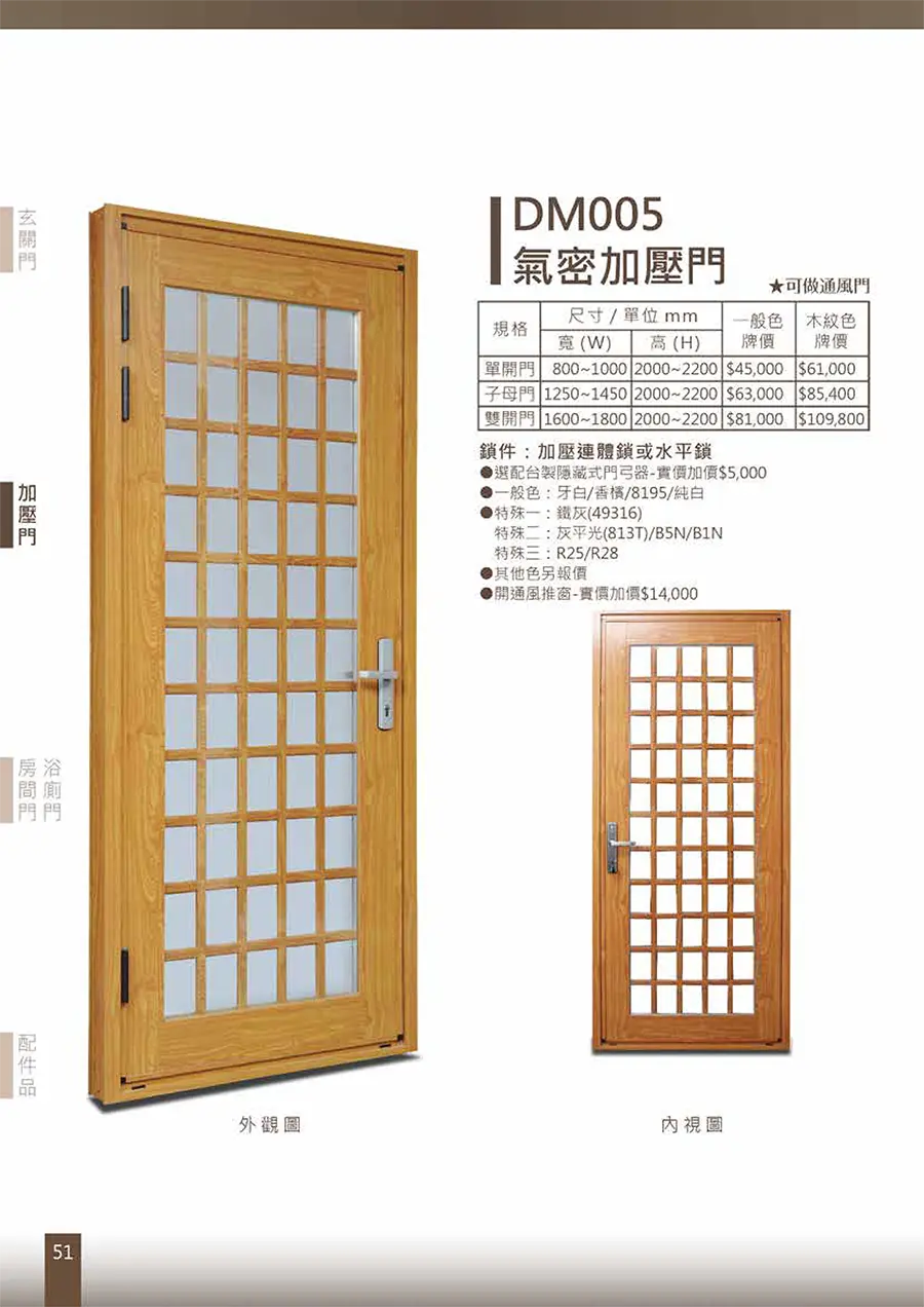 棋凱鋼鋁-DK時尚精品窗-氣密加壓門