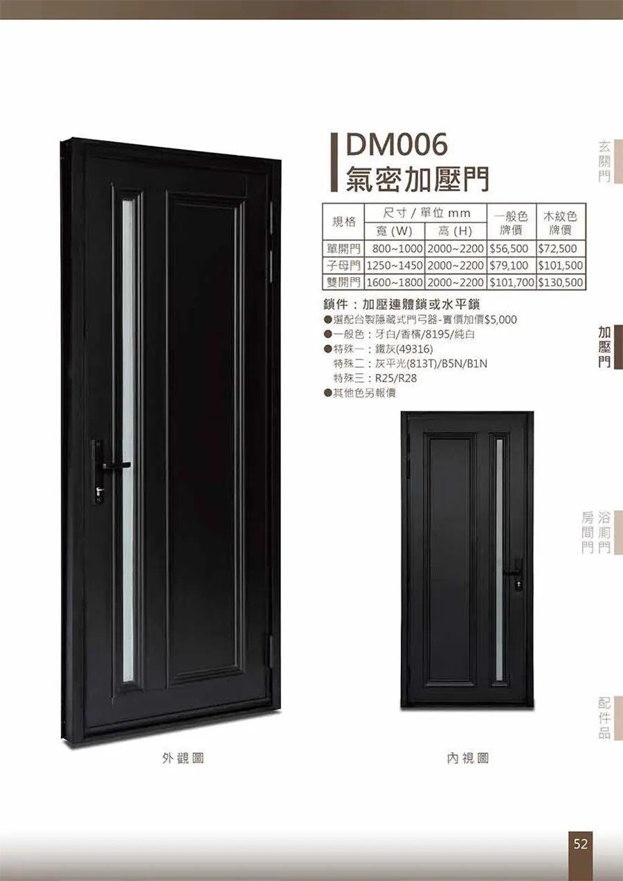 棋凱鋼鋁-DK時尚精品窗-氣密加壓門