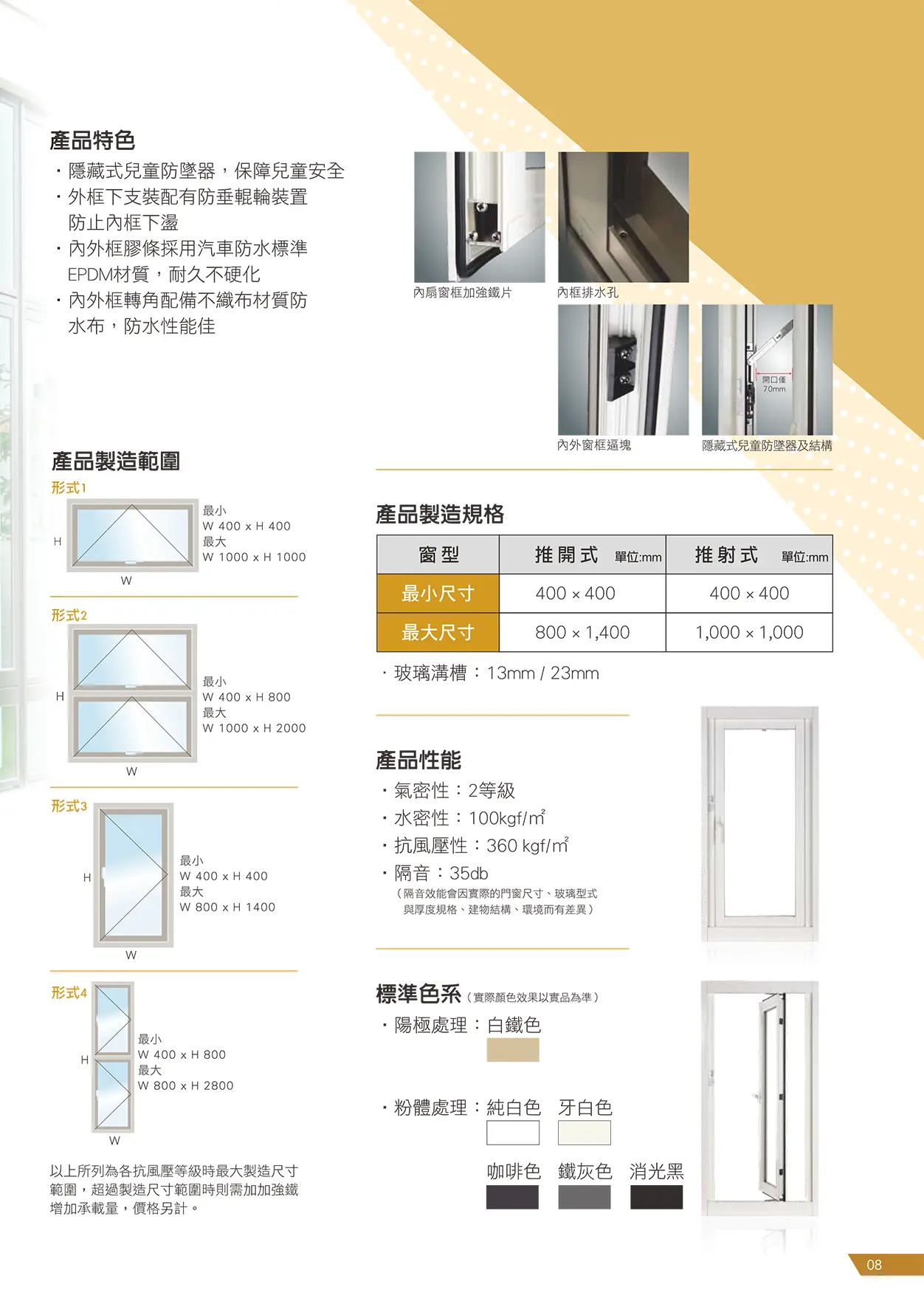 棋凱鋼鋁-國田精品門窗-KC-100/KC-80 氣密推開窗