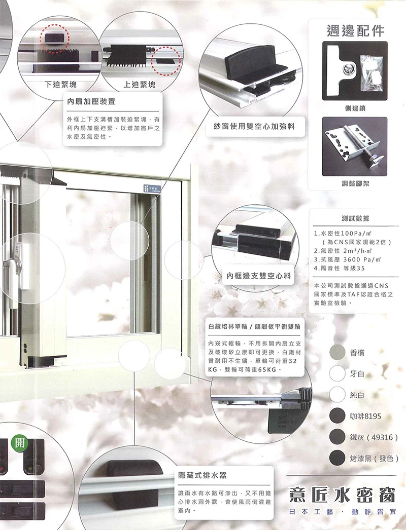 棋凱鋼鋁-大和賞氣密窗-1030型意匠水密窗